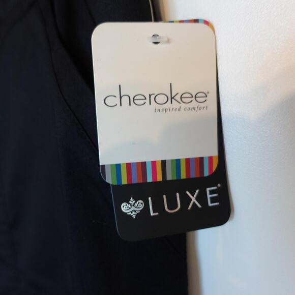 Cherokee Luxe Scrub Pants Womens Small Black Drawstring Cargo Wide Leg Nursing - Picture 3 of 12